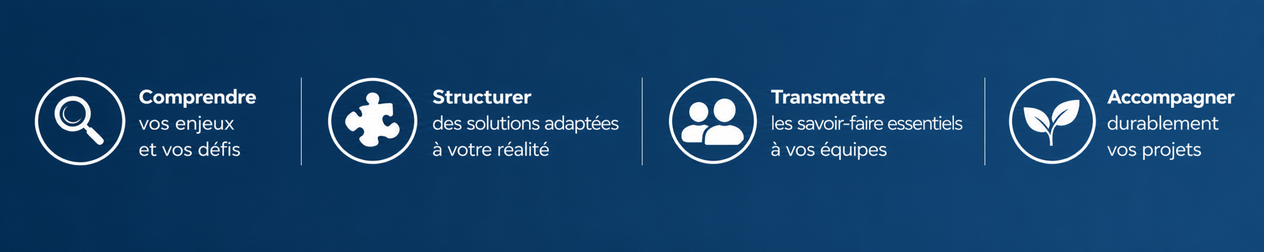 Notre ADN : Comprendre - Structurer - Transmettre et Accompagner